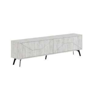 KALUNE DESIGN dřevěný TV stolek DUNE bílý 50x180 cm